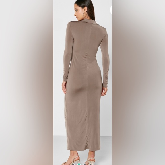 River Island Brown Button Detail Knitted Dress Size 6 NWT - Picture 3 of 15